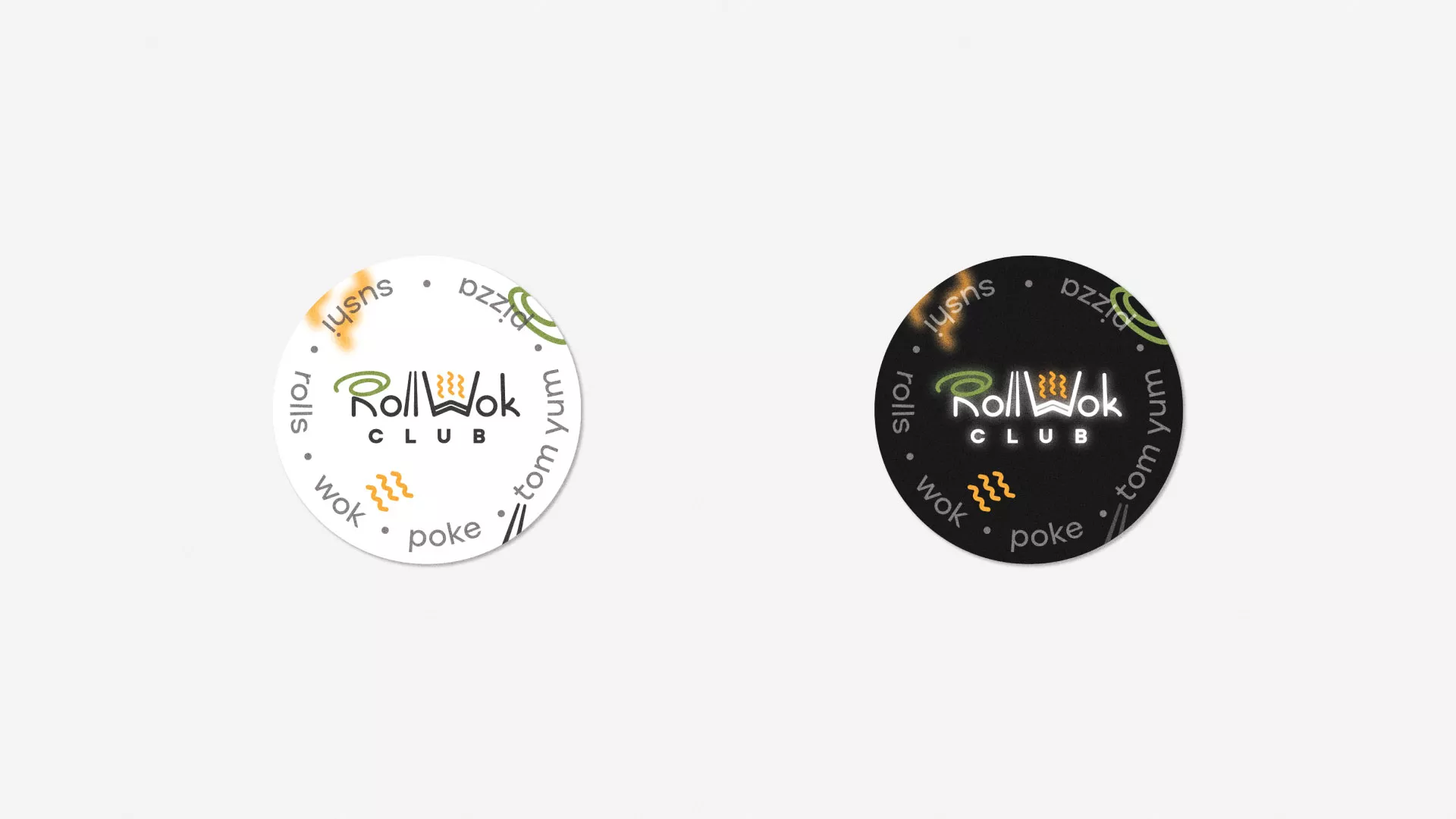 Разработка наклеек для суши-бара «Roll Wok Club» в Калининске